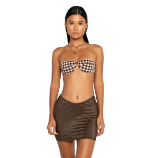 Chocolate Lurex Mini Cover-Up Skirt