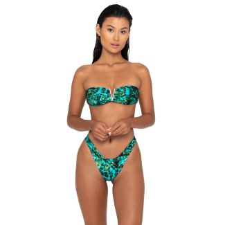 Coral V-Front Bandeau Hardware Bikini Top