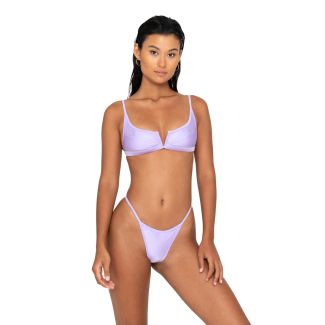 Lavender V-Wire Contrast Panel Bikini Top