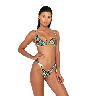 ForestGreen V-Wire Contrast Panel Bikini Top