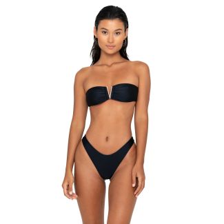 Black V-Front Bandeau Hardware Bikini Top