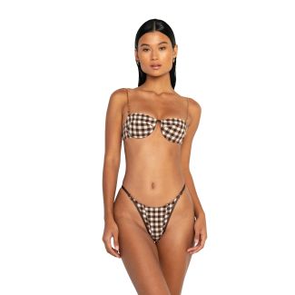 Beige Chain-Strap Balconette Bikini Top