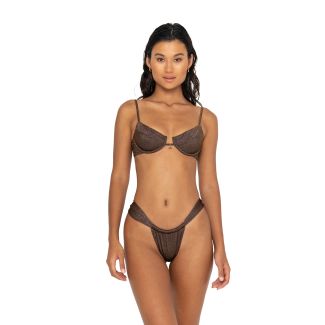 Chocolate Underwire Structured Sparkle Bikini Top