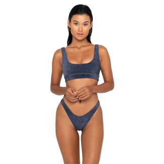 MidnightBlue Scooped Thick-Strap Sparkle Bikini Top