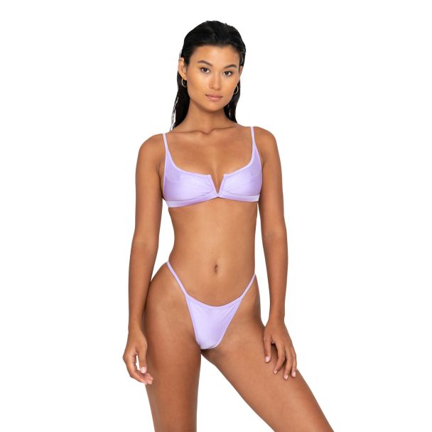 Lavender V-Wire Contrast Panel Bikini Top