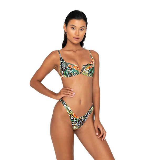 ForestGreen V-Wire Contrast Panel Bikini Top