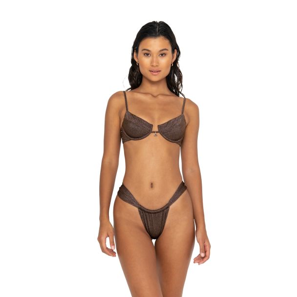 Chocolate Underwire Structured Sparkle Bikini Top